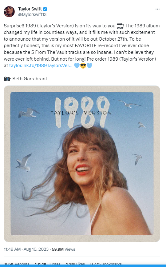 aylor Swift Has Officially announces on Twitter